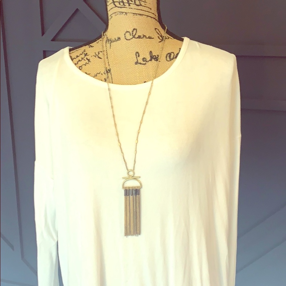 Stella & Dot brushed Gold Long Necklace
